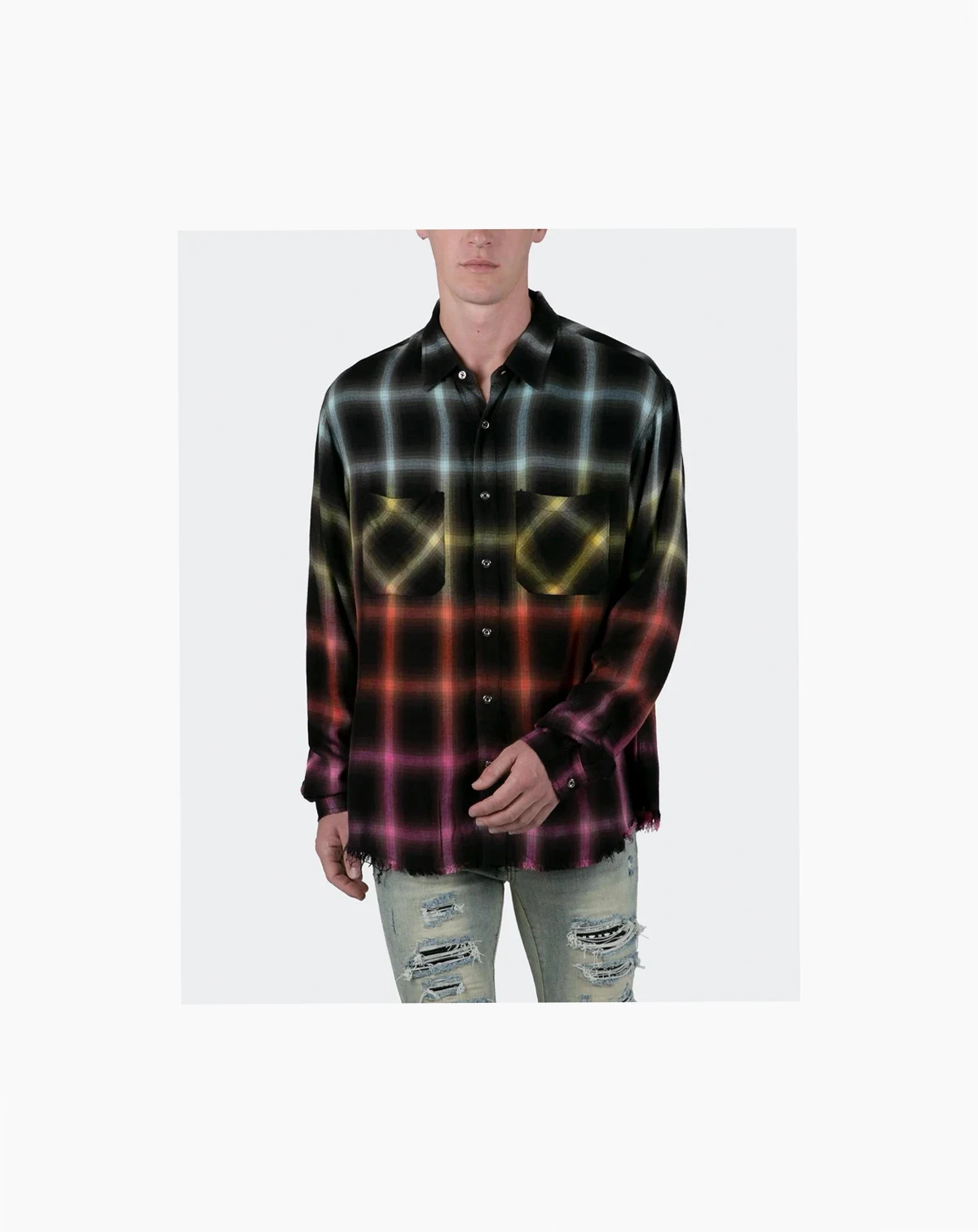 Mens Ombre Flannel Shirt