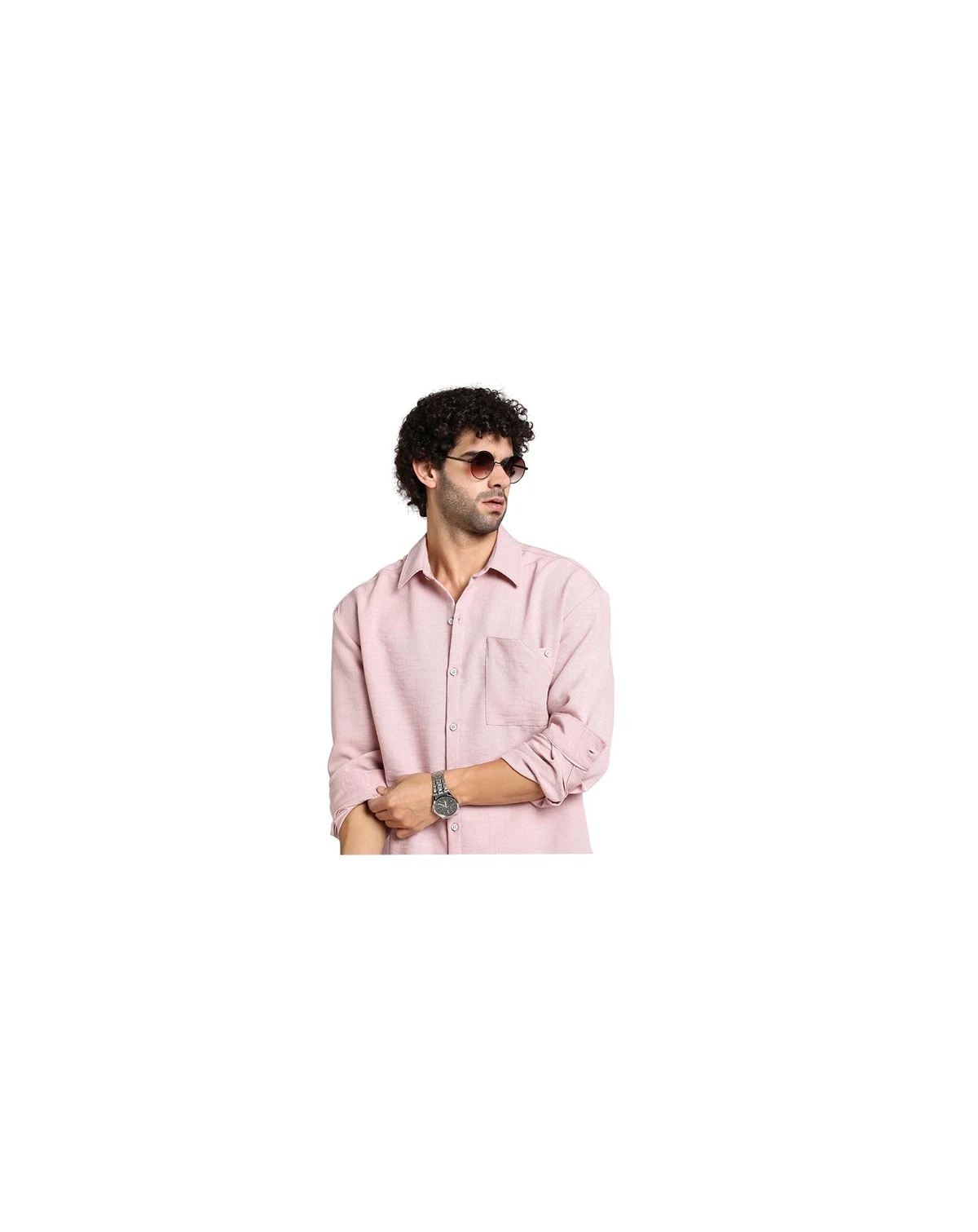 Men's Rose Pink Modular Solid Oversized Shirt