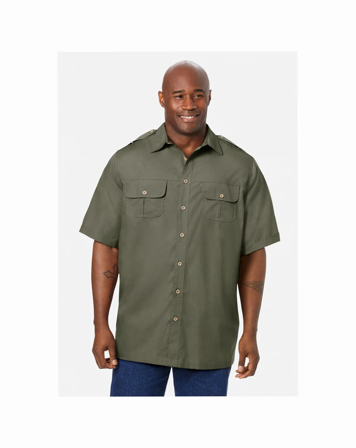 Big & Tall by KingSize Short-Sleeve Pilot Shirt