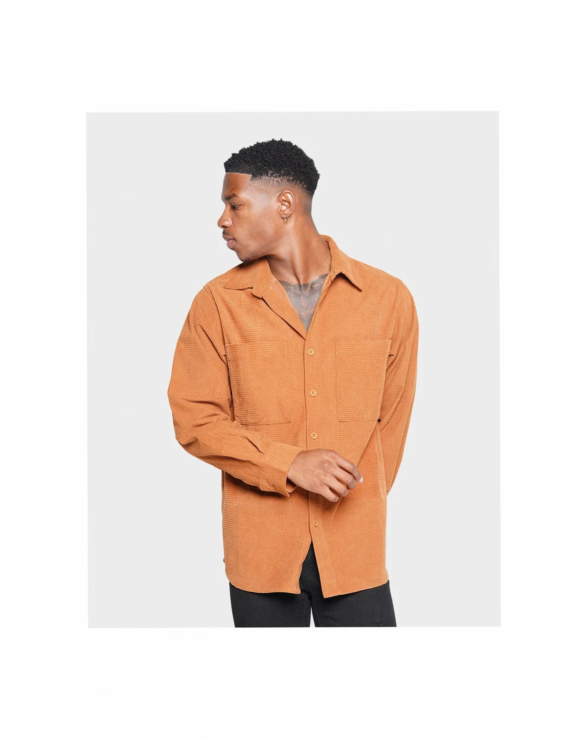 Men's Nikolay Corduroy Button-Up Shirt - Tan XL