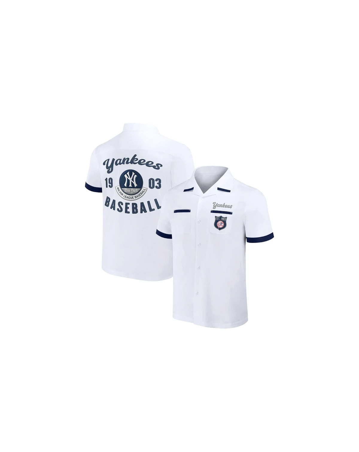 Men's Darius Rucker Collection by White New York Yankees Bowling Button-Up Shirt
