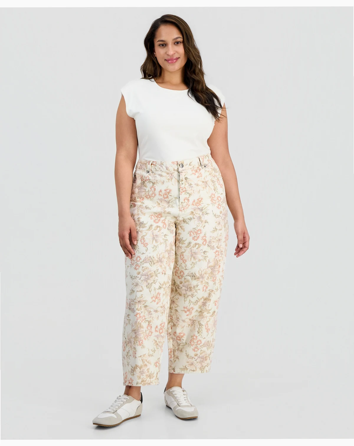 Trendy Plus Size High-Rise Floral-Print Jeans, Macy's Exclusive