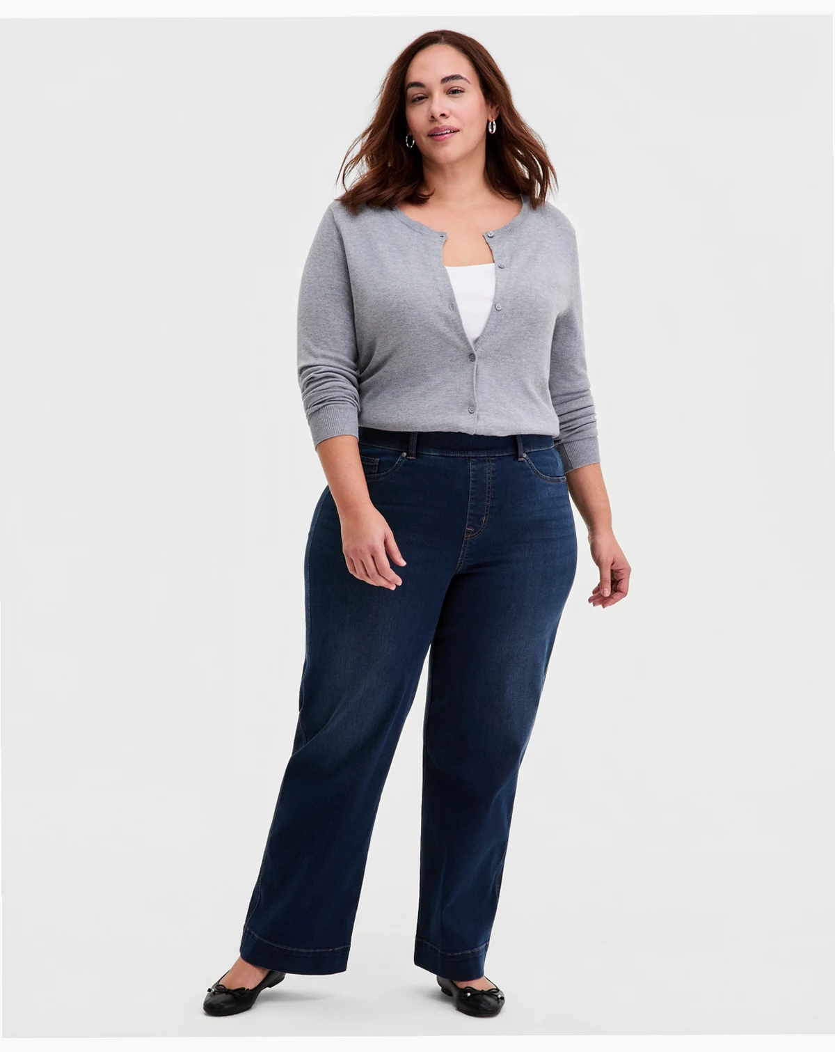Plus Size Pull-On Shaping High-Rise Wide-Leg Jeans, Macy's Exclusive