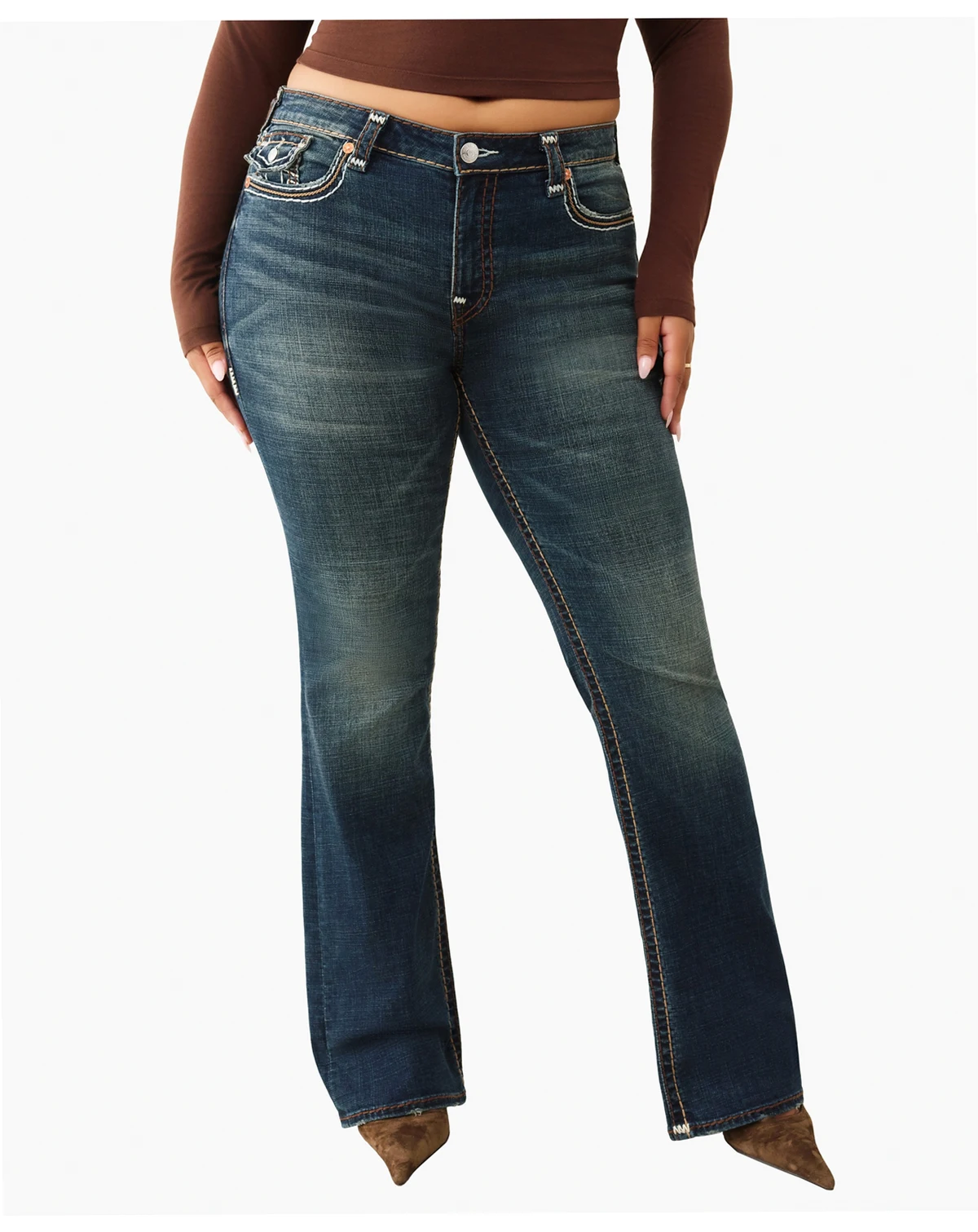 Plus Size Becca Mid Rise Bootcut Super T Flap Jeans