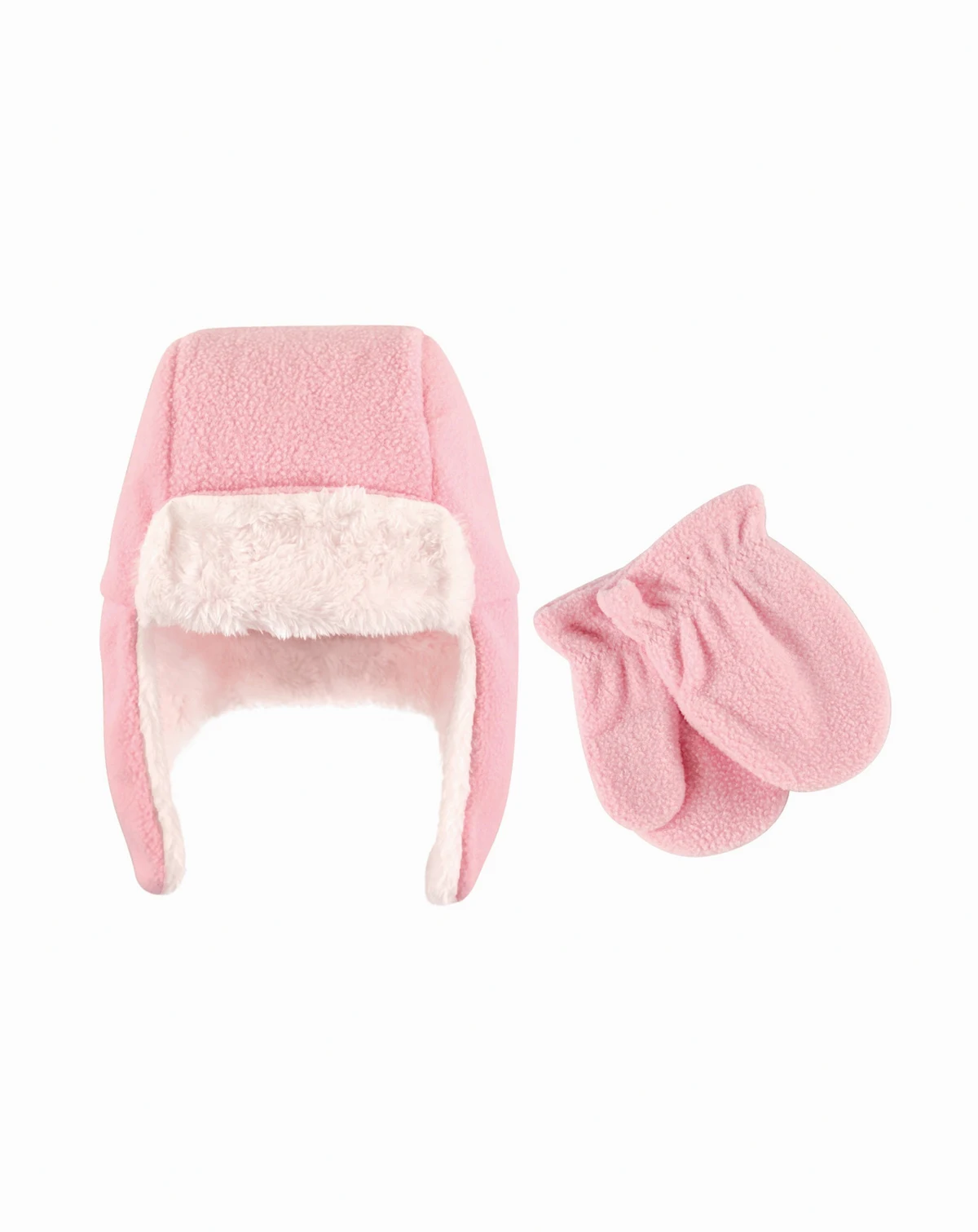 Fleece Trapper Hat and Mitten Set