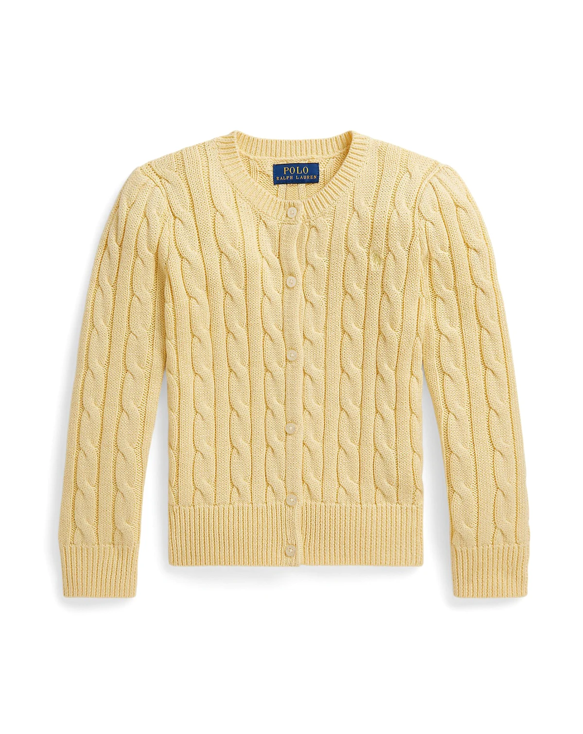 Girls' 2T-6X Metallic Cable-Knit Cardigan