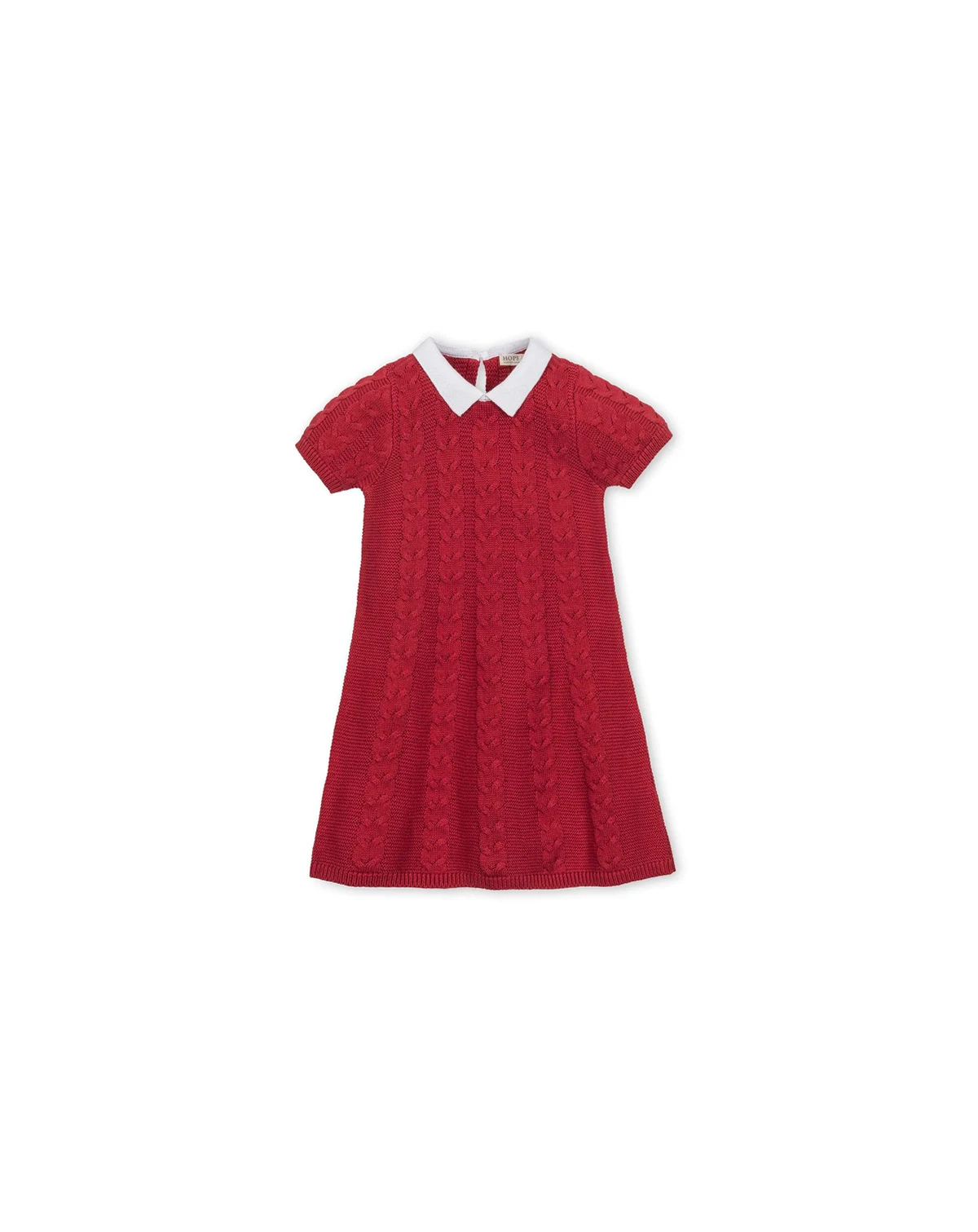 Toddler Girls Organic Short Sleeve Cable Sweater Dress with Collar