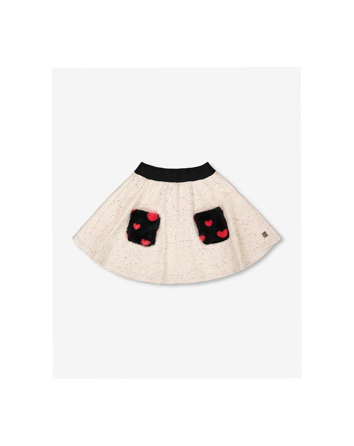 Girl Glittering French Terry Skirt Beige and Black - Toddler|Child