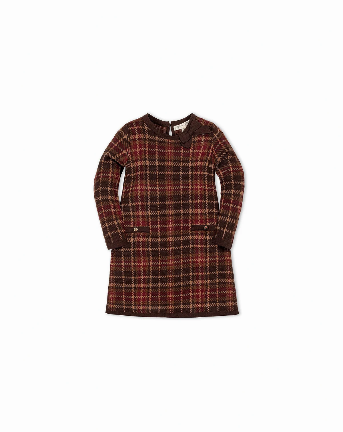 Toddler Girls Organic Long Sleeve Bow Detail Sweater Dress