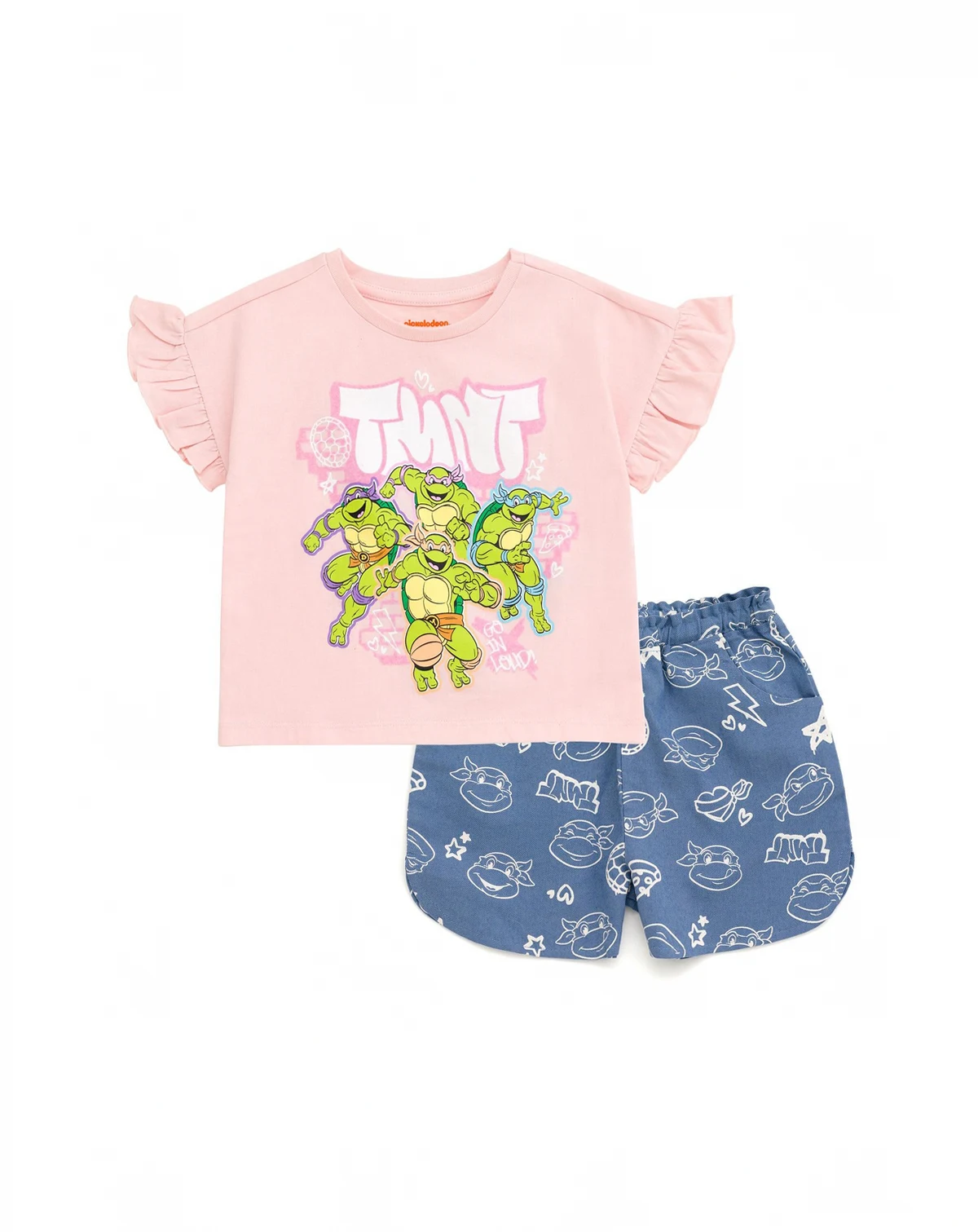 Toddler Girls T-Shirt and Chambray Shorts Outfit Set