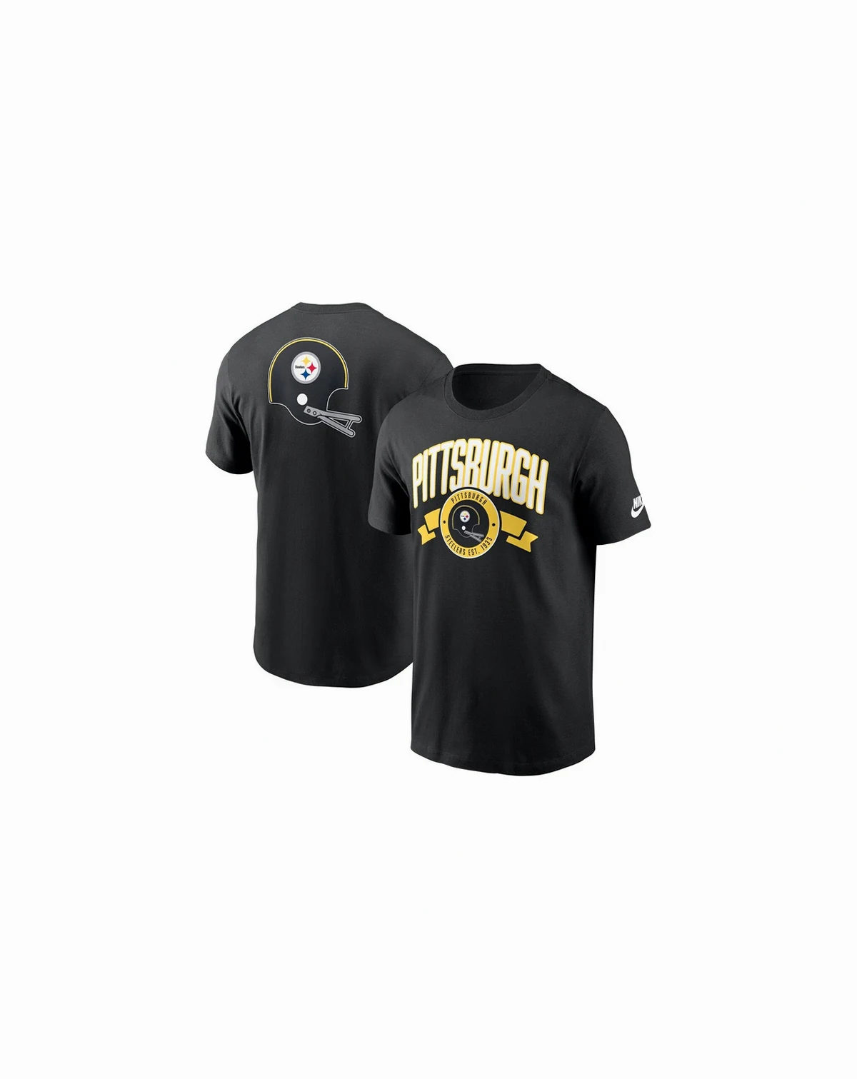 Men's Black Pittsburgh Steelers Rewind Front and Back Hit Essential T-Shirt