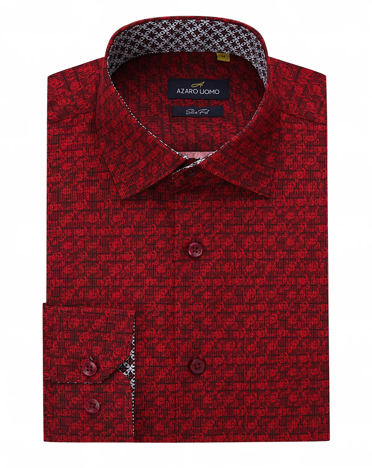 Men's Business Geometric Long Sleeve Button Down Shirt