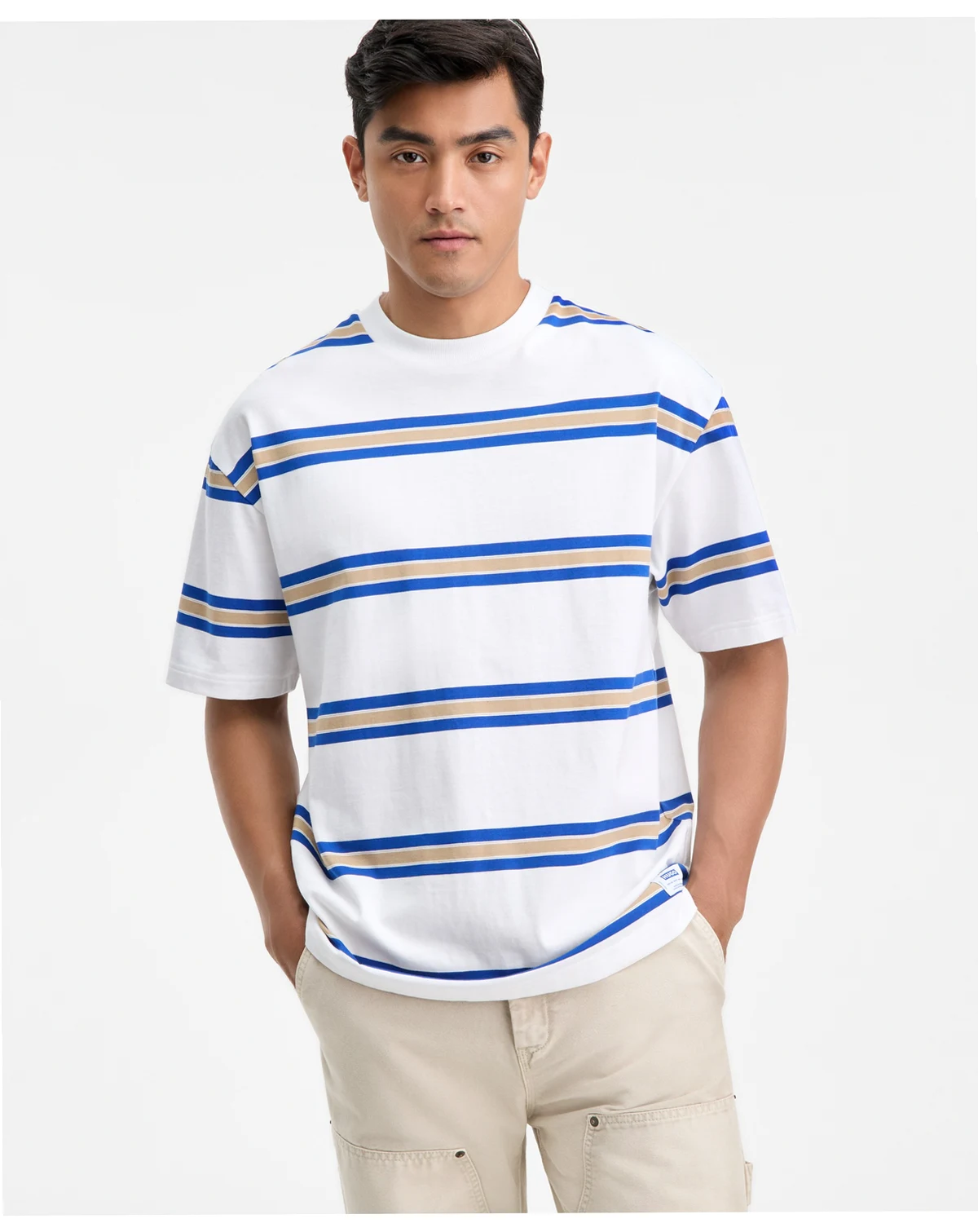 Men's Nolisto Relaxed-Fit Short-Sleeve Striped Crewneck T-Shirt