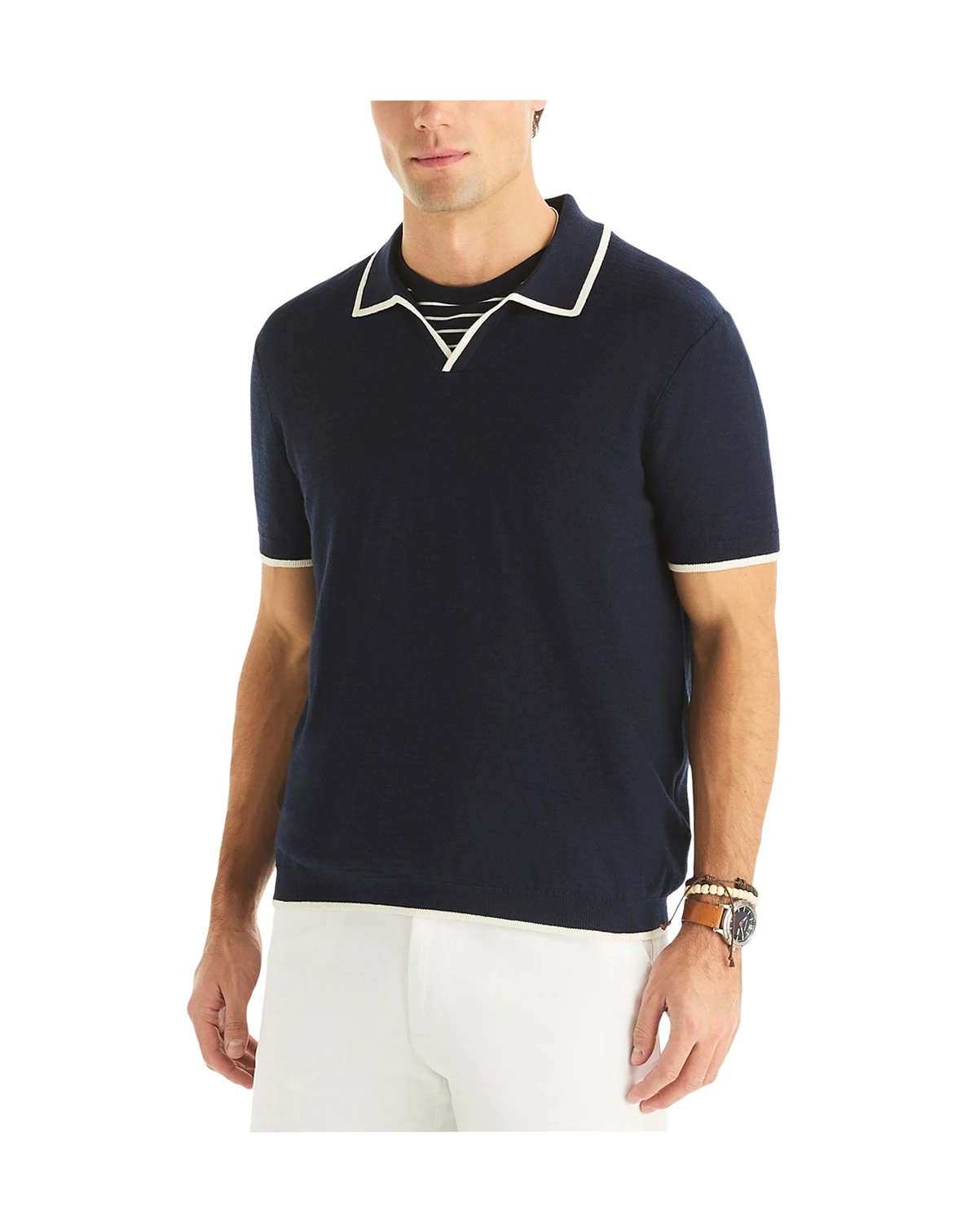 Men's Textured Short-Sleeve Polo Shirt