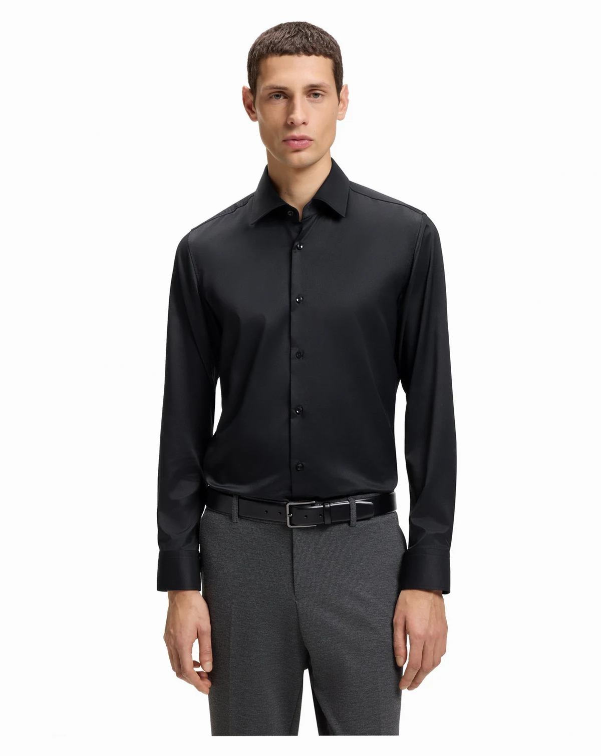 Men's Performance-Stretch Twill Slim-Fit Dress Shirt