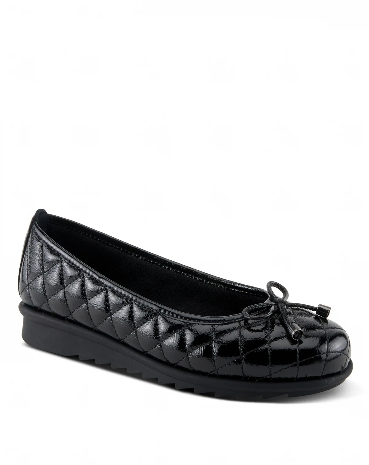 Ballequina Quilted Leather Ballet Flat with Bow Detail and Removable Insole