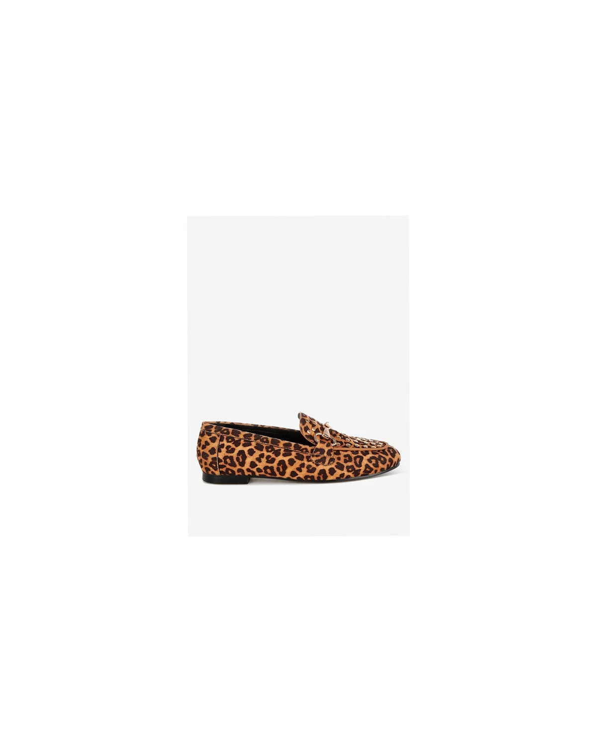 Womens Meopa Horsebit & Studs Metallic Leopard Print Loafers