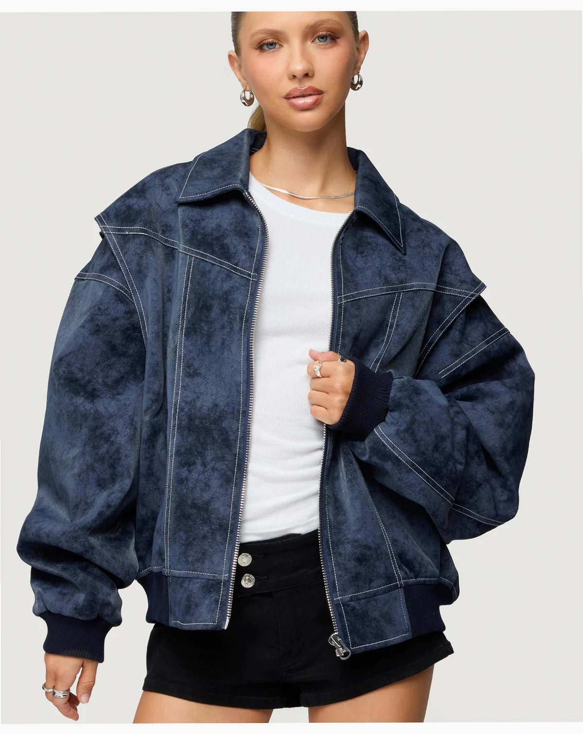 Women's Ownley Oversized Faux Leather Bomber Jacket