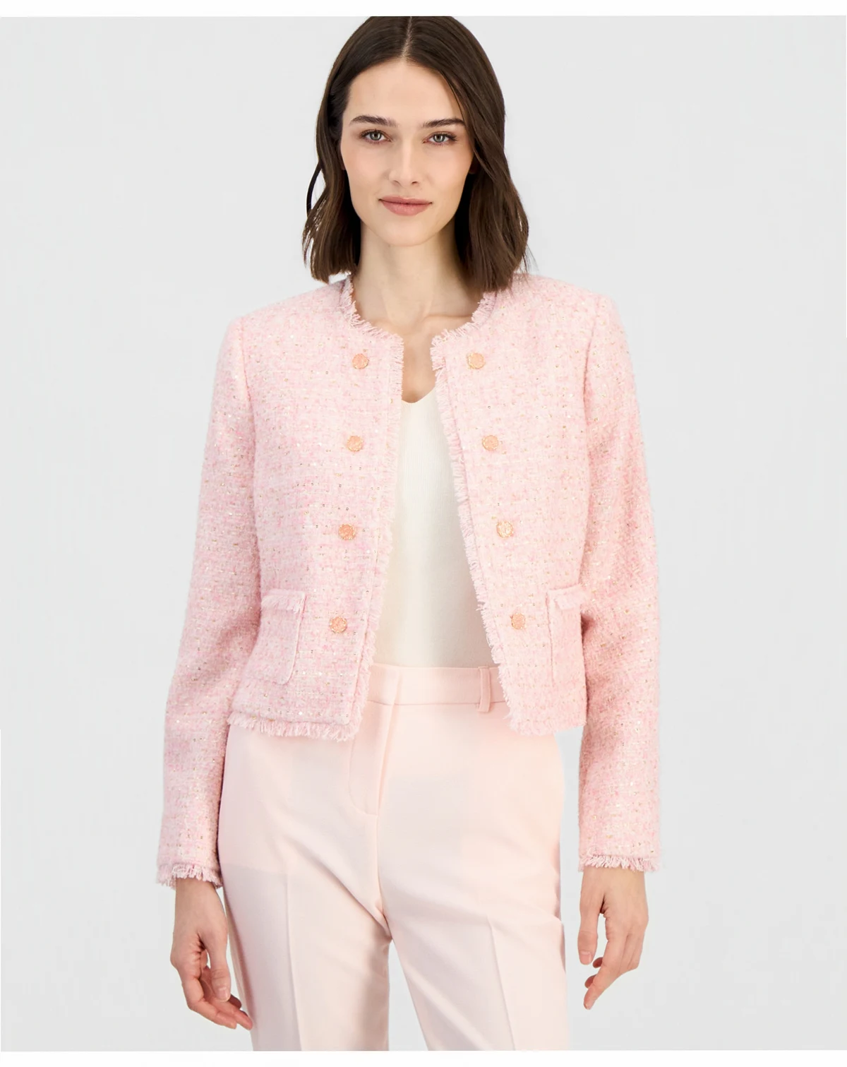 Women's Fringed Bouclé Cropped Jacket