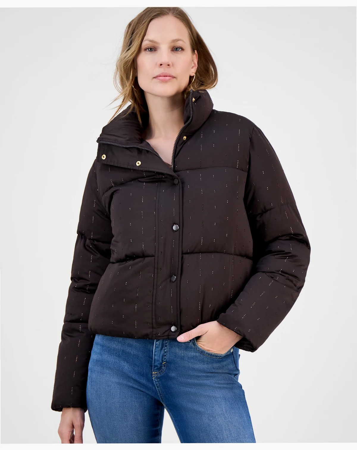 Women's Embellished Stand-Collar Puffer Jacket