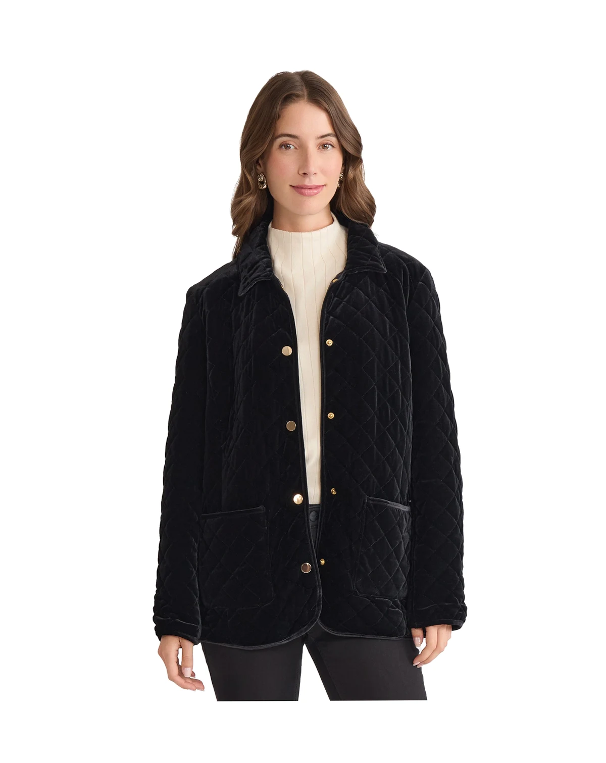 Women's Quilted Velour Snap-Front Jacket