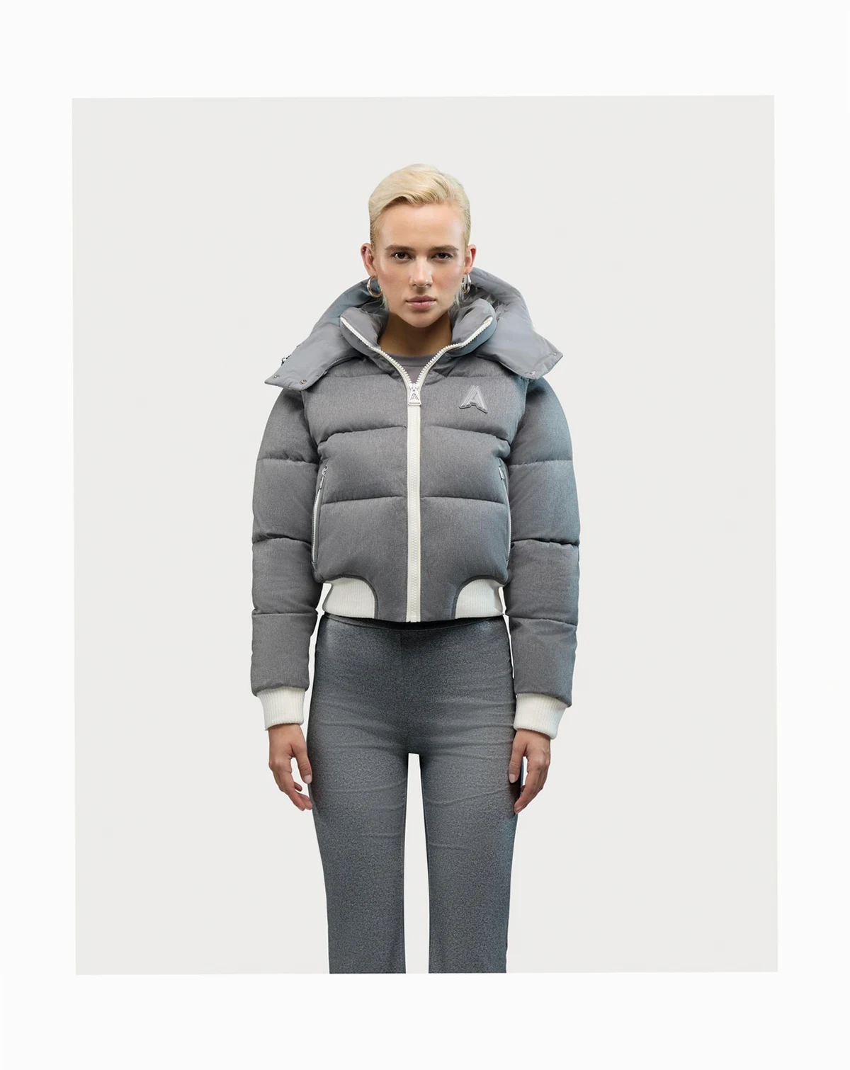Women's Pariset Cropped Puffer Bomber with Detachable Sleeves