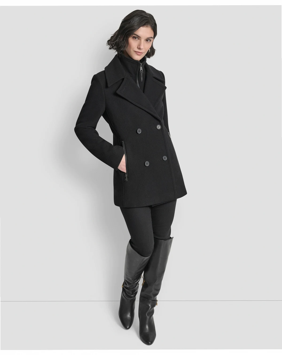 Women's Double-Breasted Bibbed Collared Coat