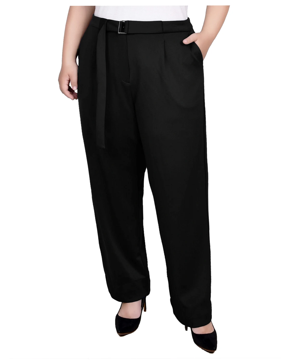 Plus Size Belted Scuba Pants