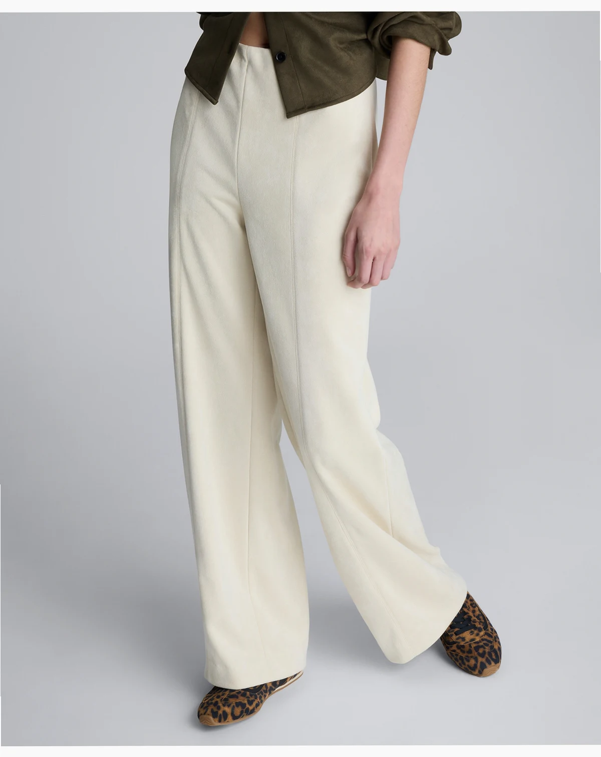 Women's Faux Suede High Rise Hollywood Waist Wide Pants