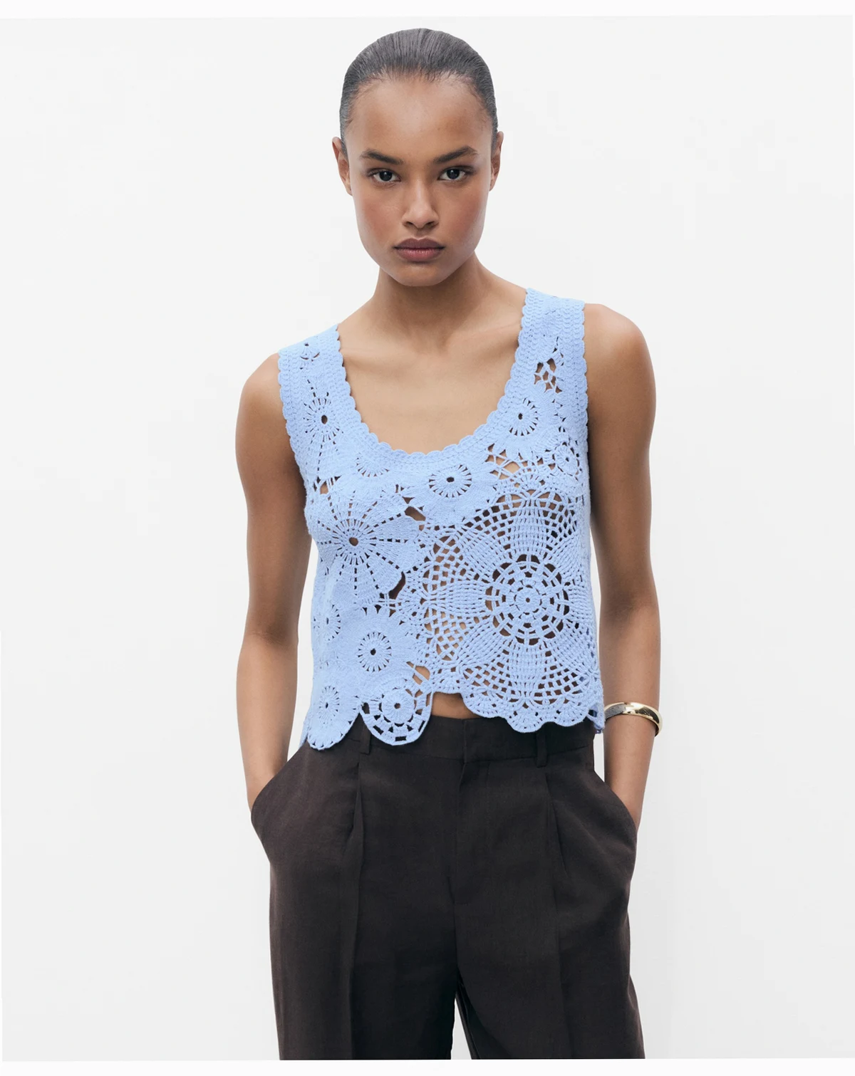Women's Flowers Crochet Top
