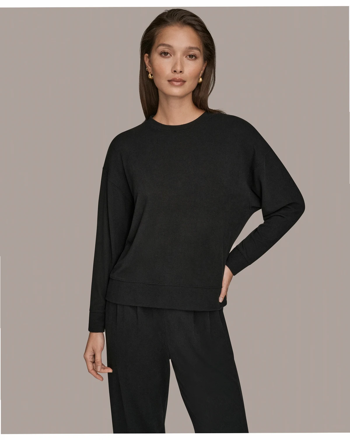 Women's Brushed Jersey Long Sleeve Crew Neck Top