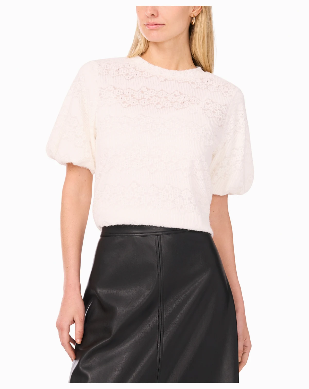 Women's Puff Sleeve Crewneck Top