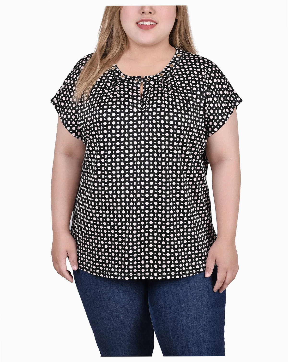 Plus Size Extended Sleeve Top with Grommets