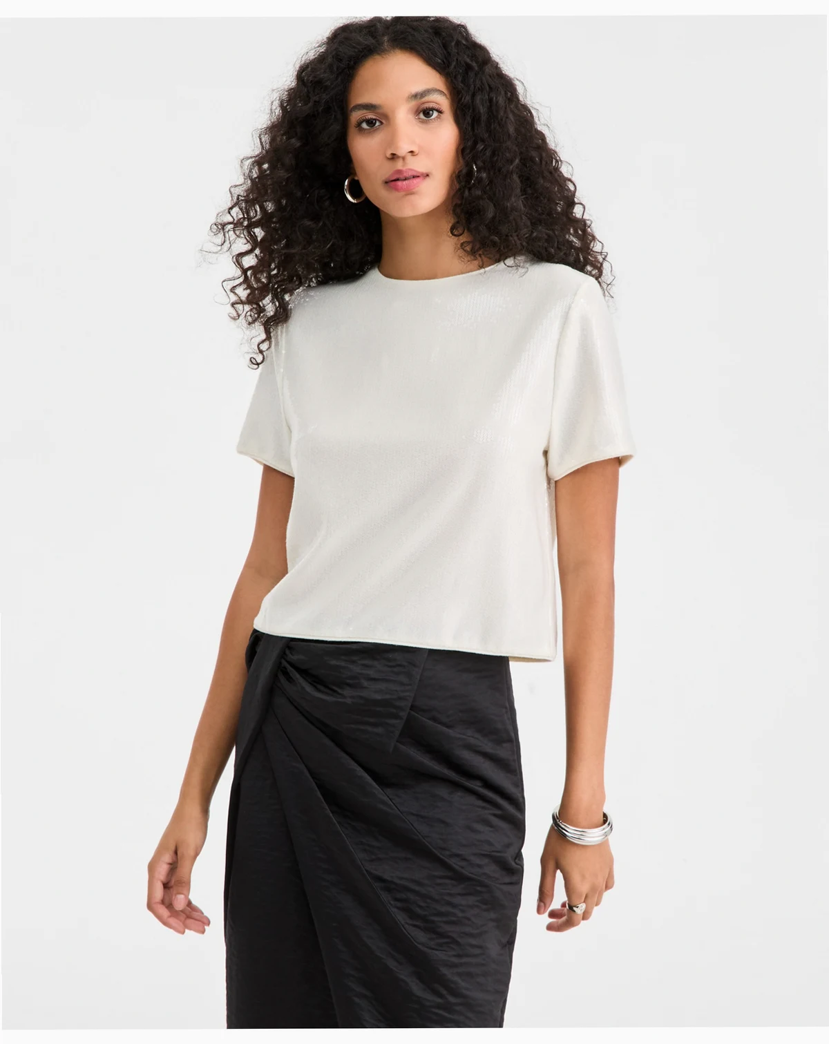 Women's Knit Short-Sleeve Sequin T-Shirt, Macy's Exclusive