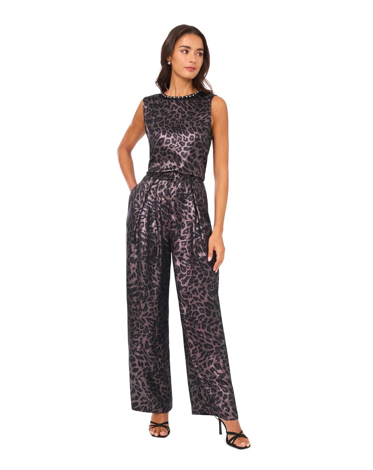 Women's Animal Print Wide Leg Pants