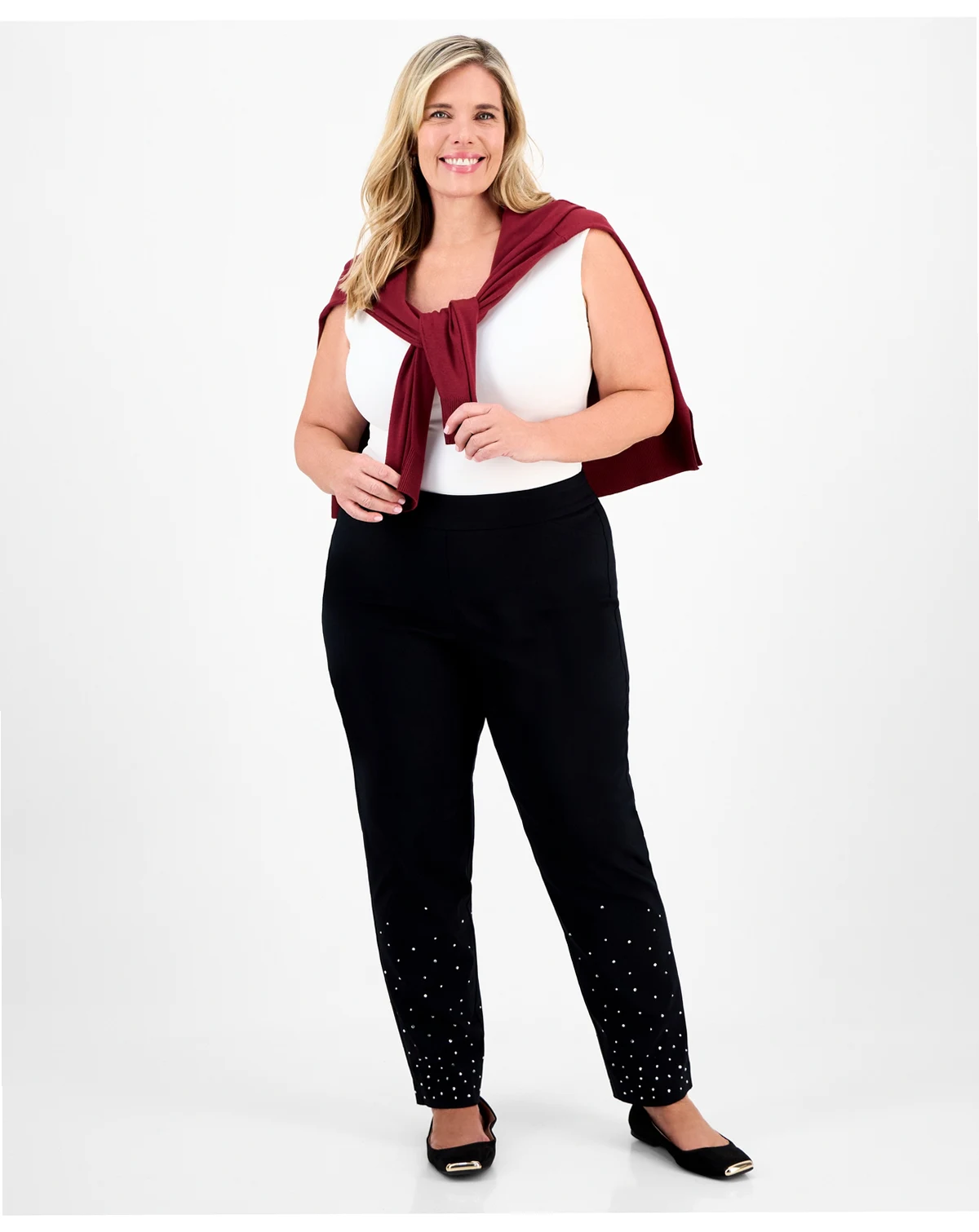 Rhinestone Pearl Embellished Pull-On Cambridge Pants, Macy's Exclusive