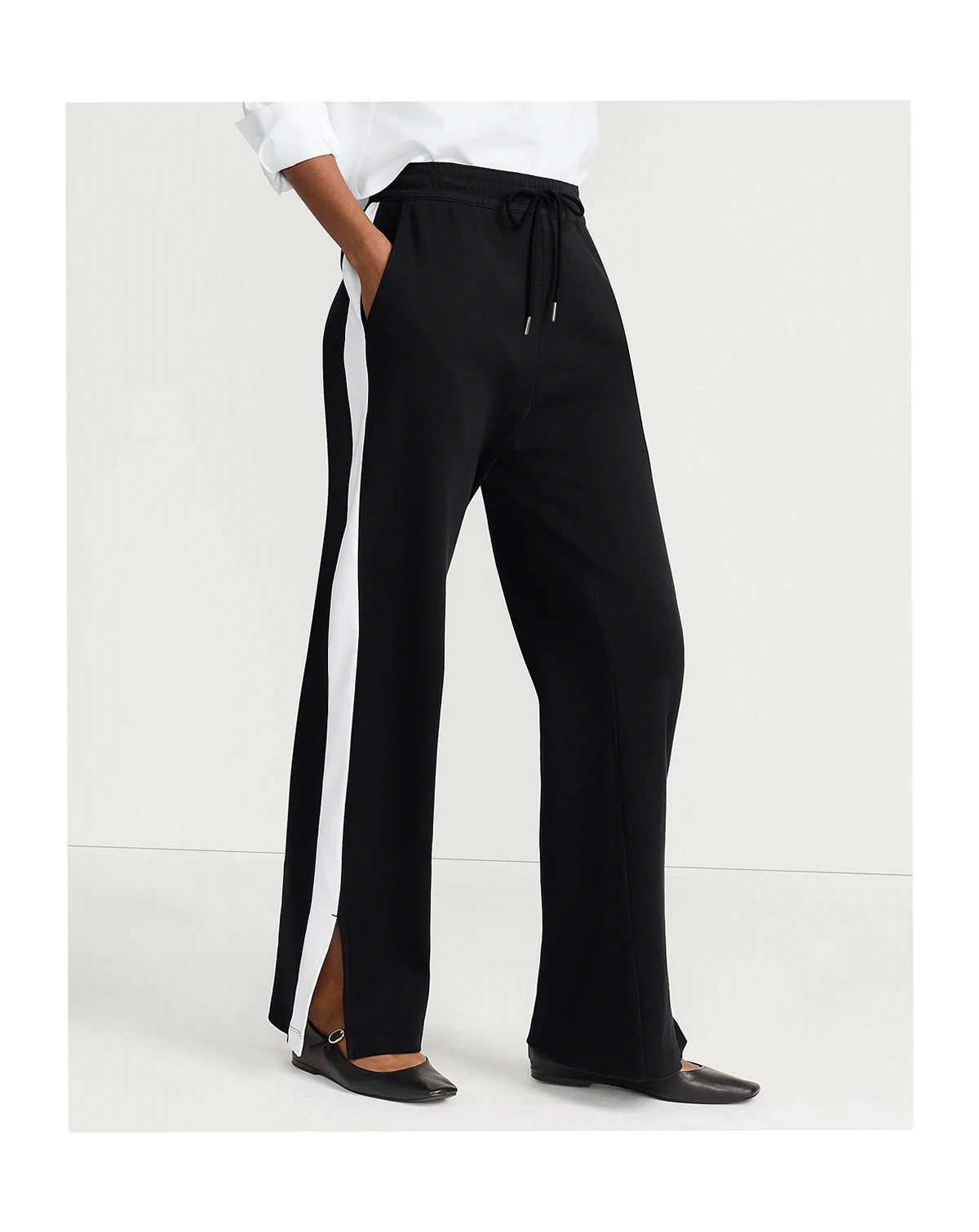 Women's Sport Knit High Rise Relaxed Straight Leg Side Stripe Pants