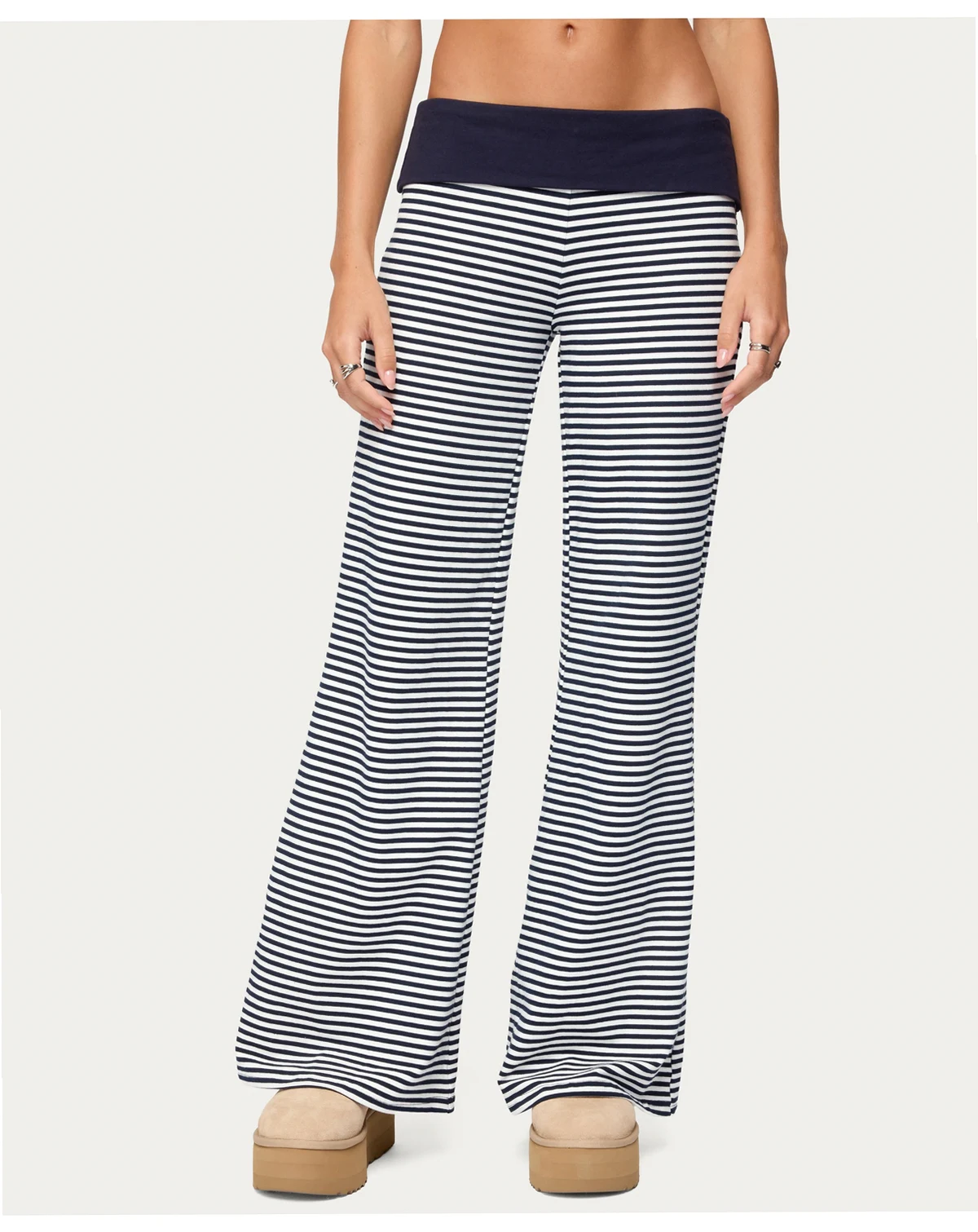 Women's Meggy Striped Foldover Pants