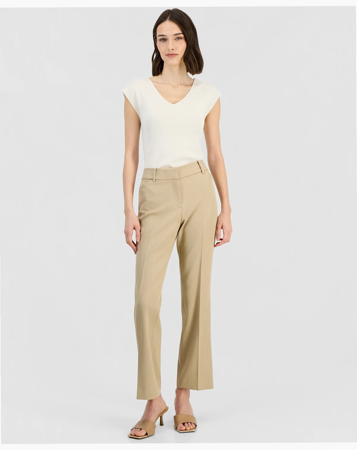Women's Mid-Rise Press-Pleat Bootcut Pants