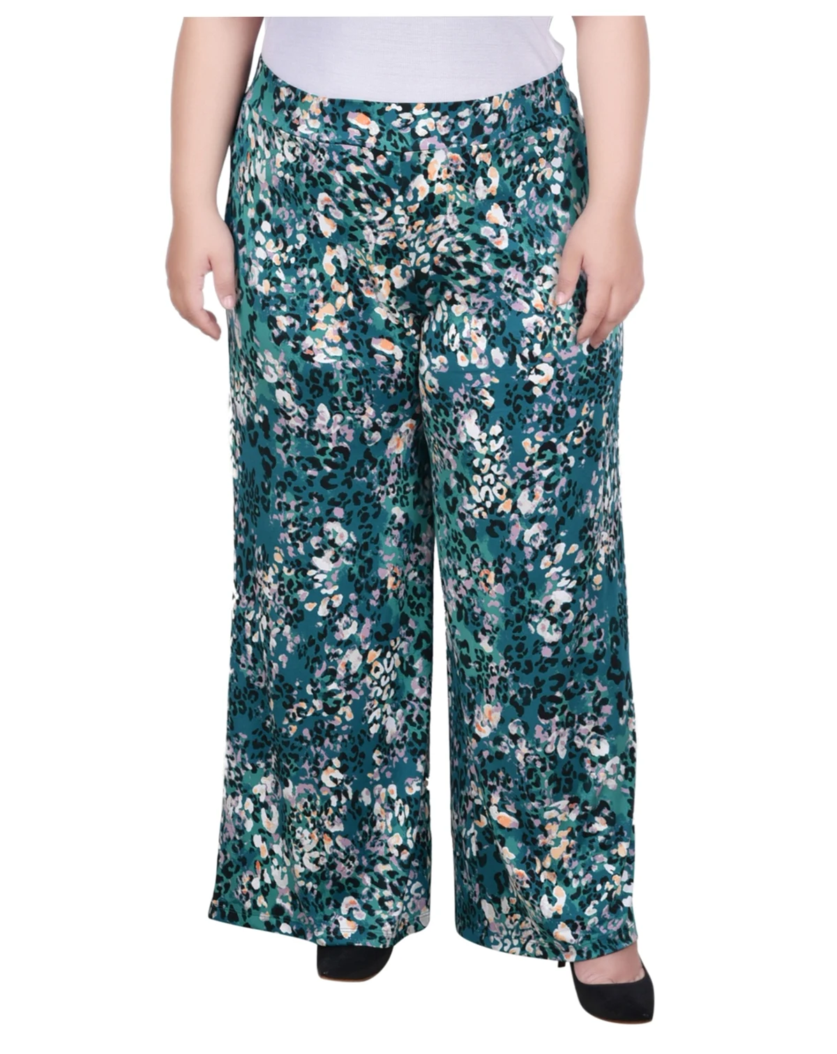 Plus Size Wide Leg Pull On Pants