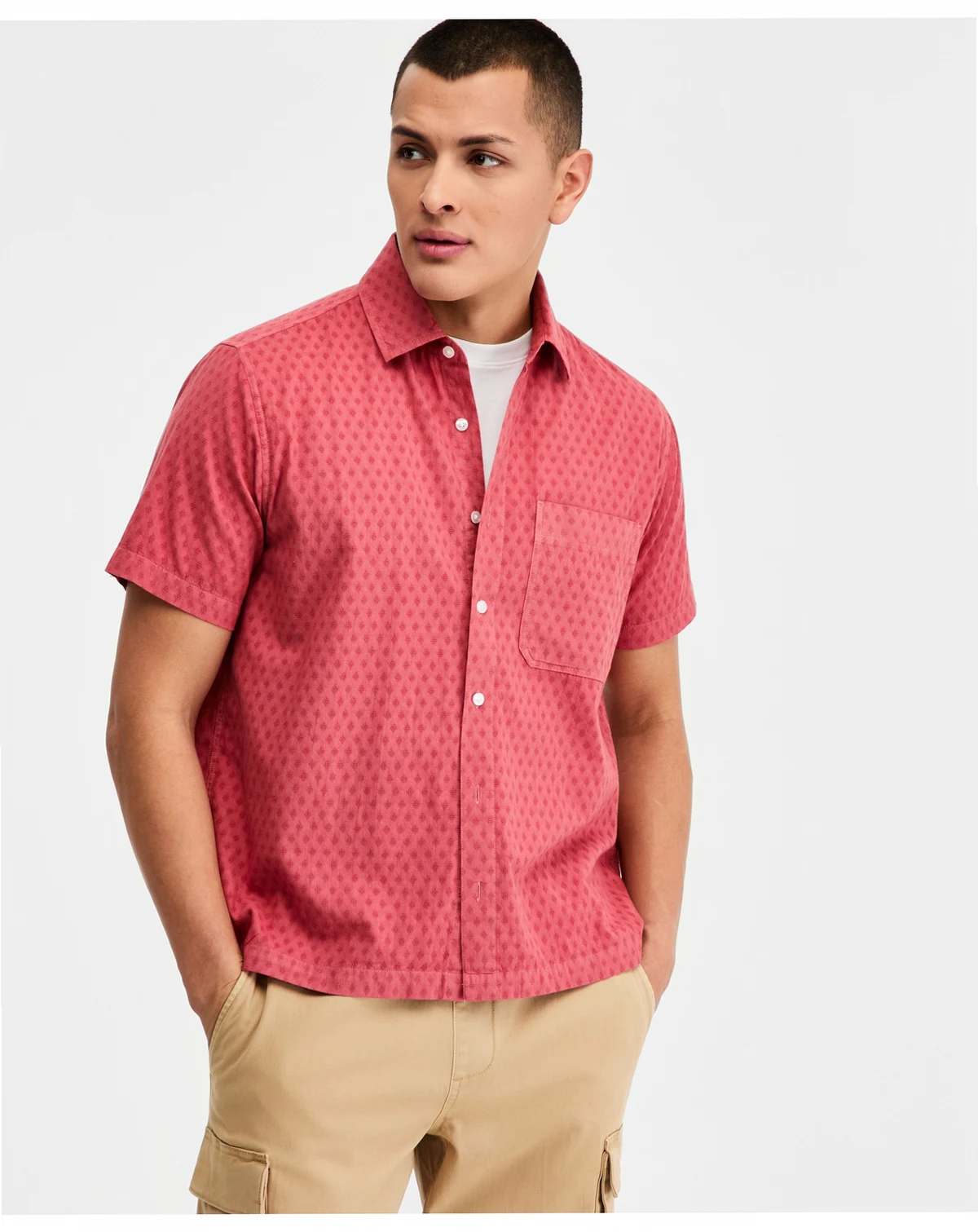 Men's Textured Short-Sleeve Shirt, Macy's Exclusive