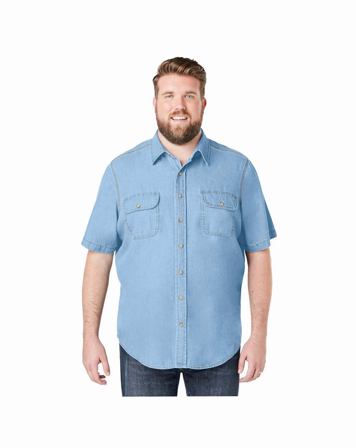 Big & Tall by KingSize Short Sleeve Denim And Twill Shirt