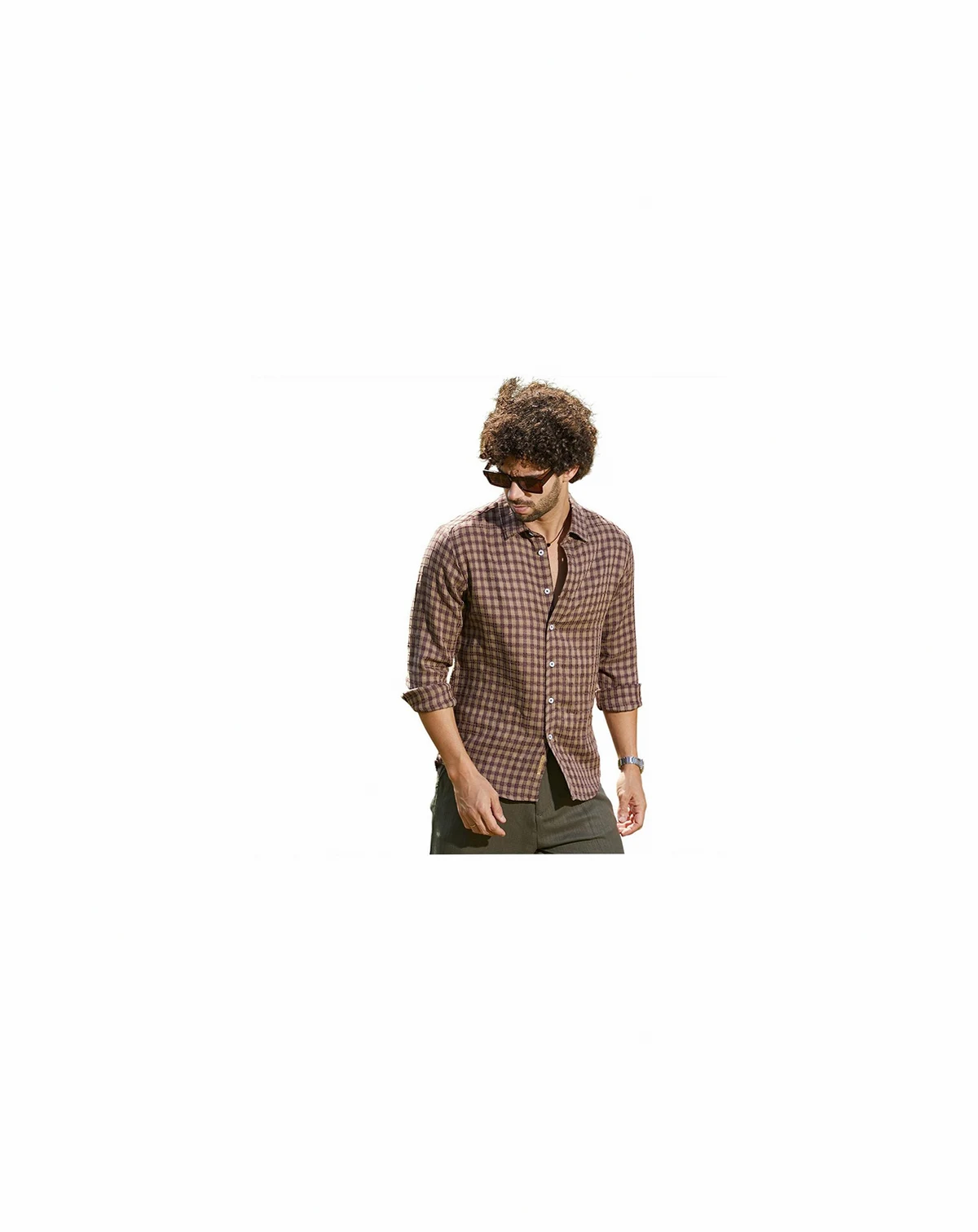 Men's Mocha Brown Bi-Check Shirt