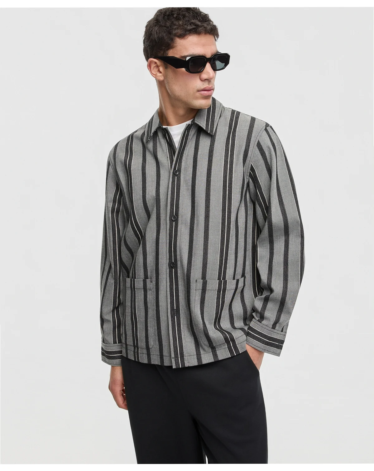 Men's Relaxed-Fit Striped Overshirt, Macy's Exclusive