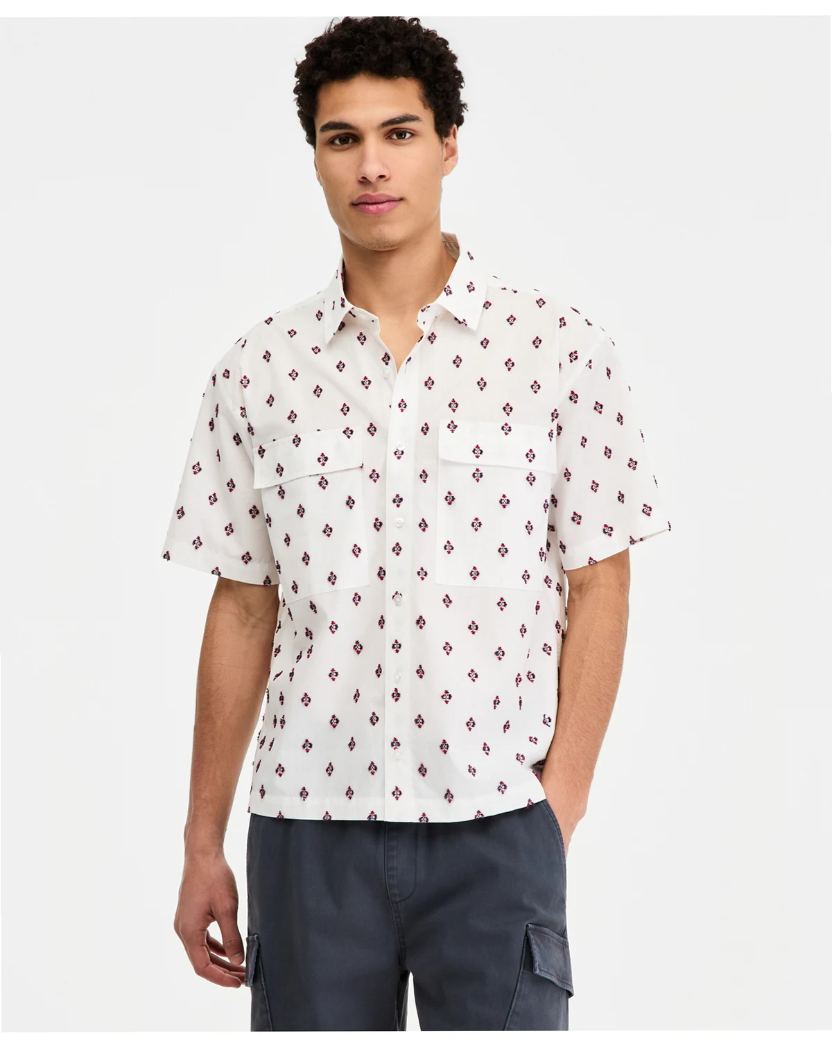 Men's Cotton Houdini Geo-Print Short-Sleeve Shirt, Macy's Exclusive