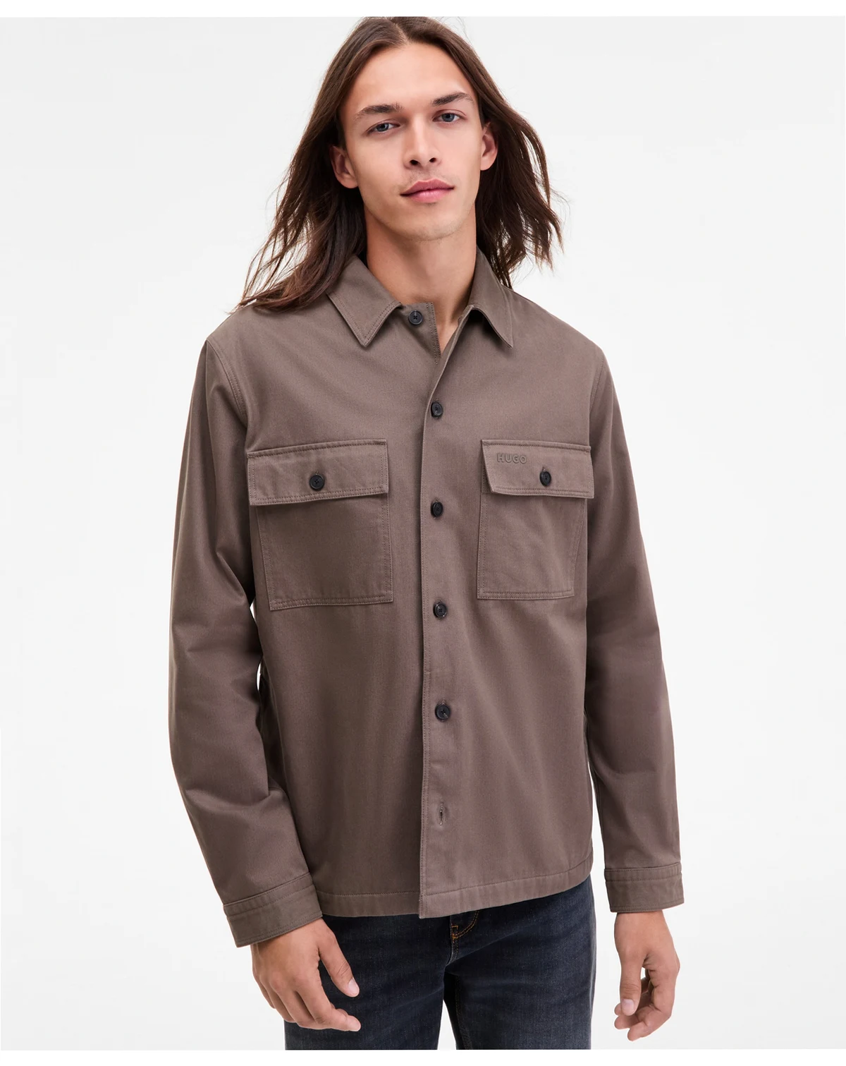 Men's Epoldo Oversized-Fit Long-Sleeve Shirt