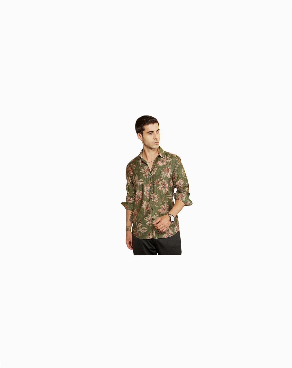 Men's Olive Green Withering-Bloom Shirt
