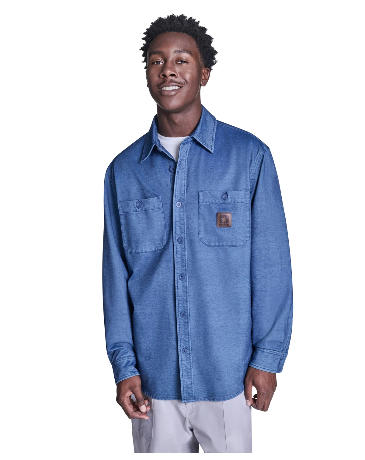 Men's Collared Jersey Denim Shirt