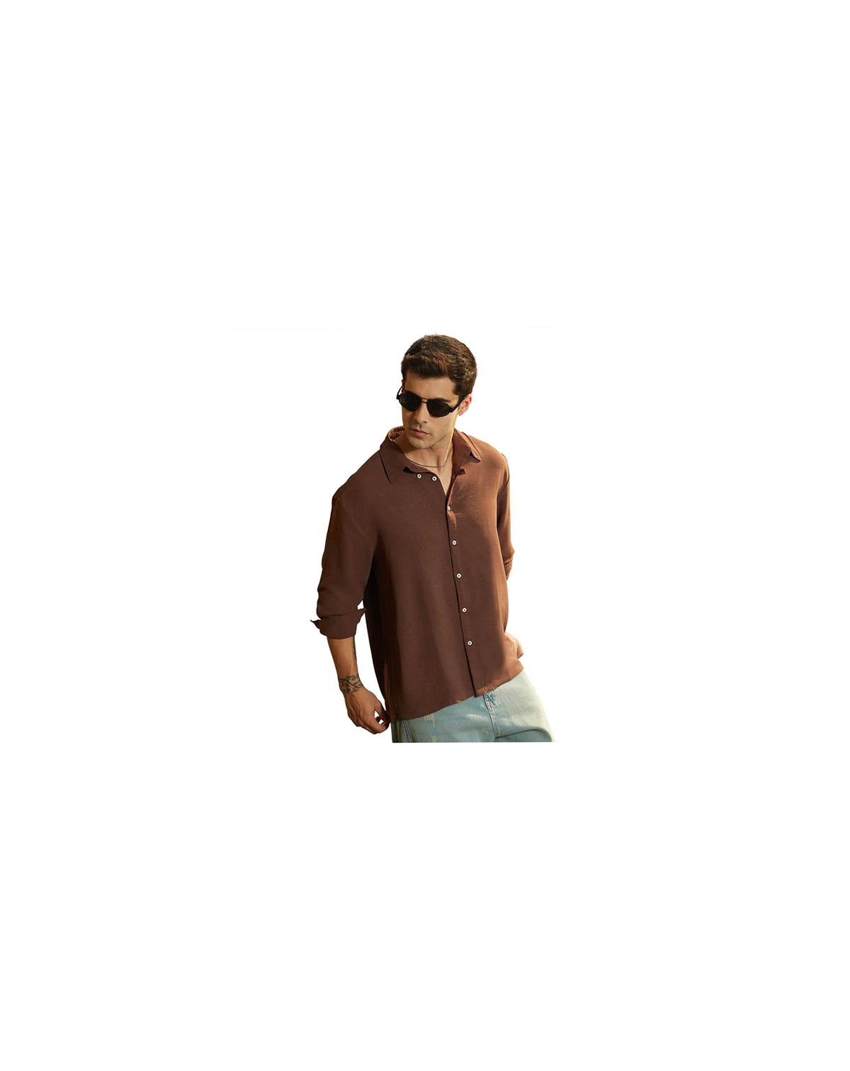 Men's Chocolate Brown Breezy Wrinked Shirt