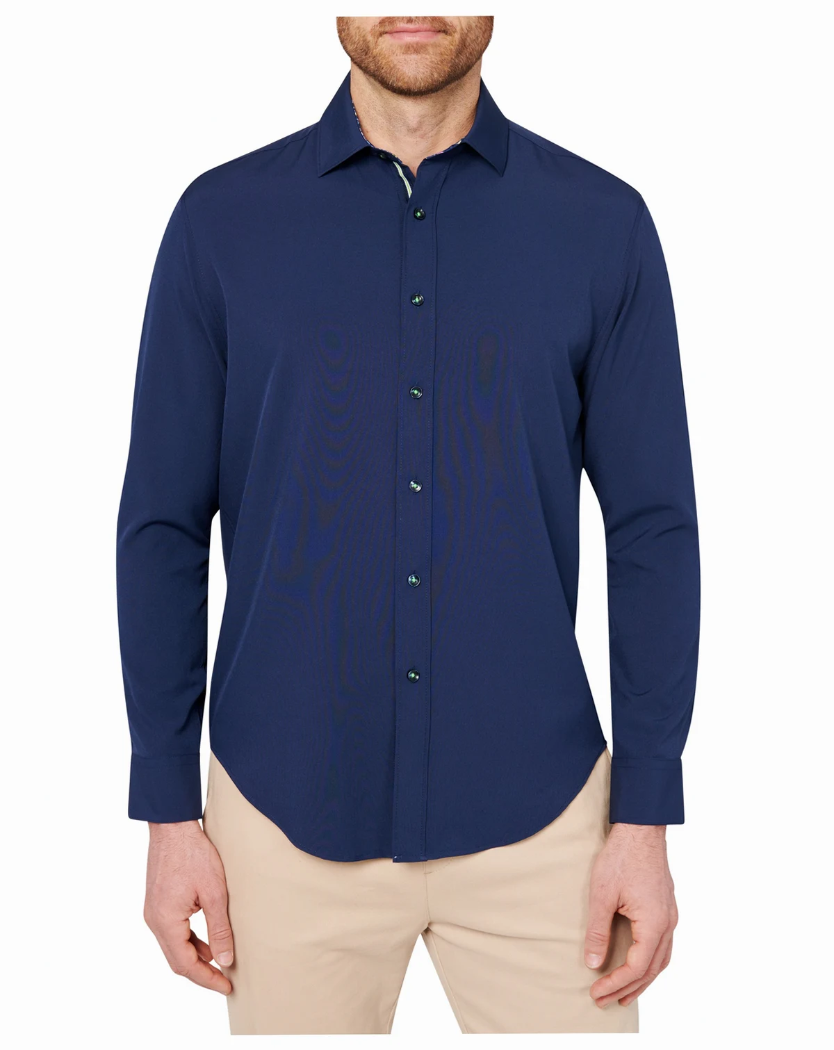 Men's Regular Fit Non-Iron Performance Stretch Solid Button-Down Shirt
